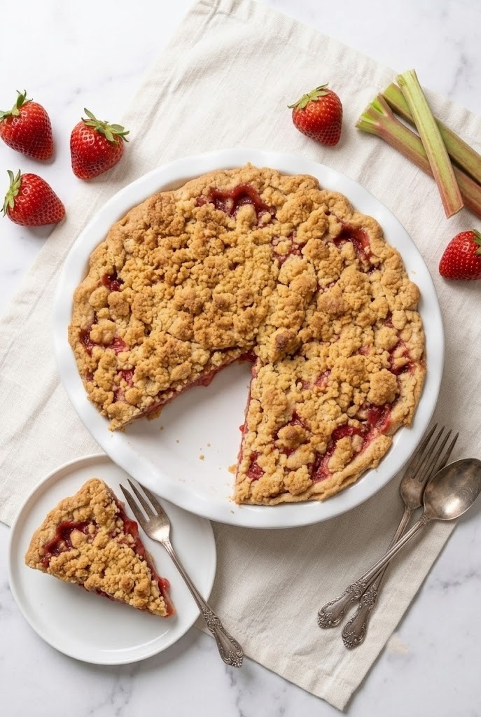 Best Strawberry Rhubarb Pie with Crumb Topping