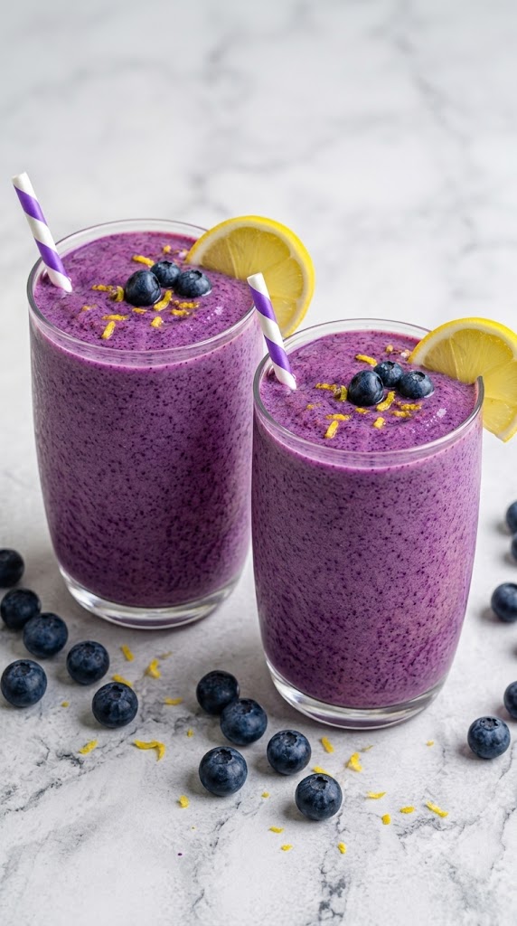 Blueberry Avocado Smoothie With Lemon & Yogurt