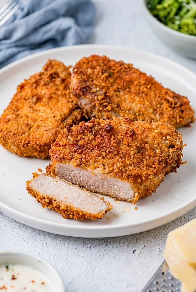 Crispy Parmesan Air Fryer Pork Chops Recipe