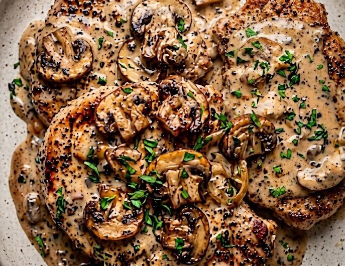 Crockpot Creamy Ranch & Mushroom Pork Chops Recipe