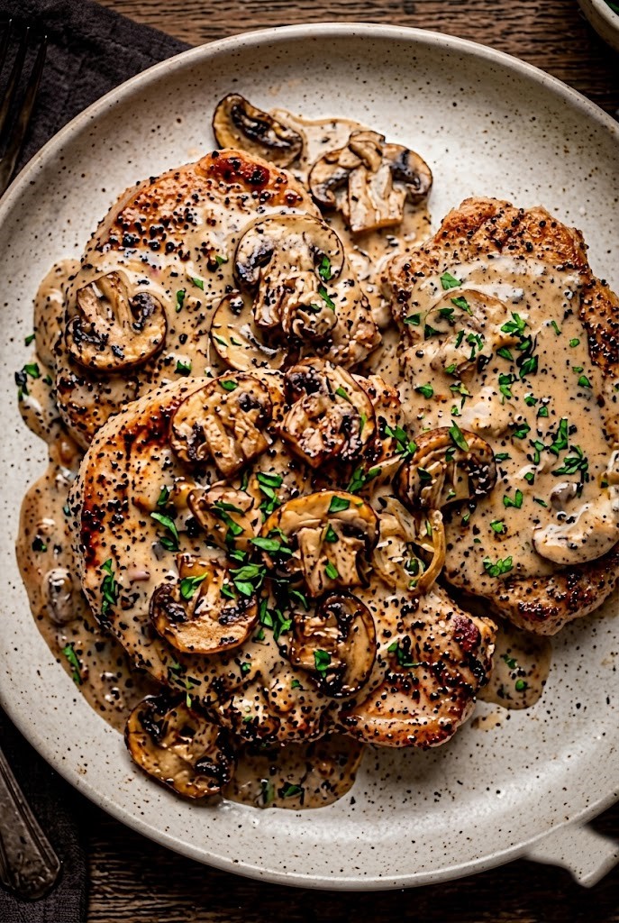 Crockpot Creamy Ranch & Mushroom Pork Chops Recipe