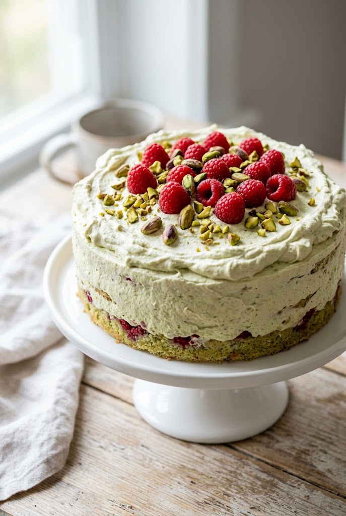 Pistachio Raspberry Cake
