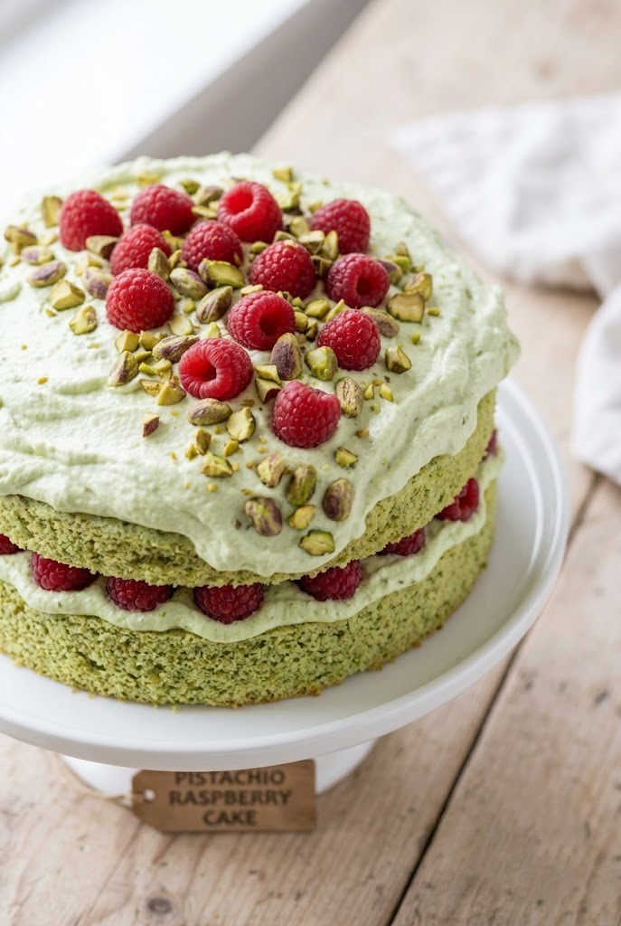 Pistachio Raspberry Cake