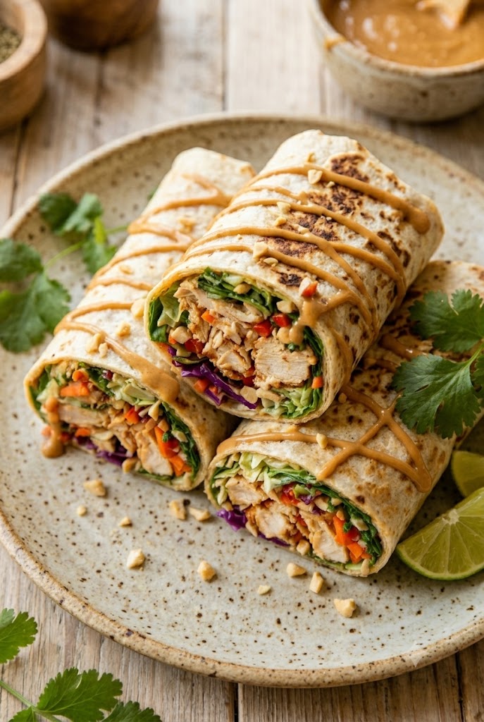 Thai Peanut Chicken Wraps