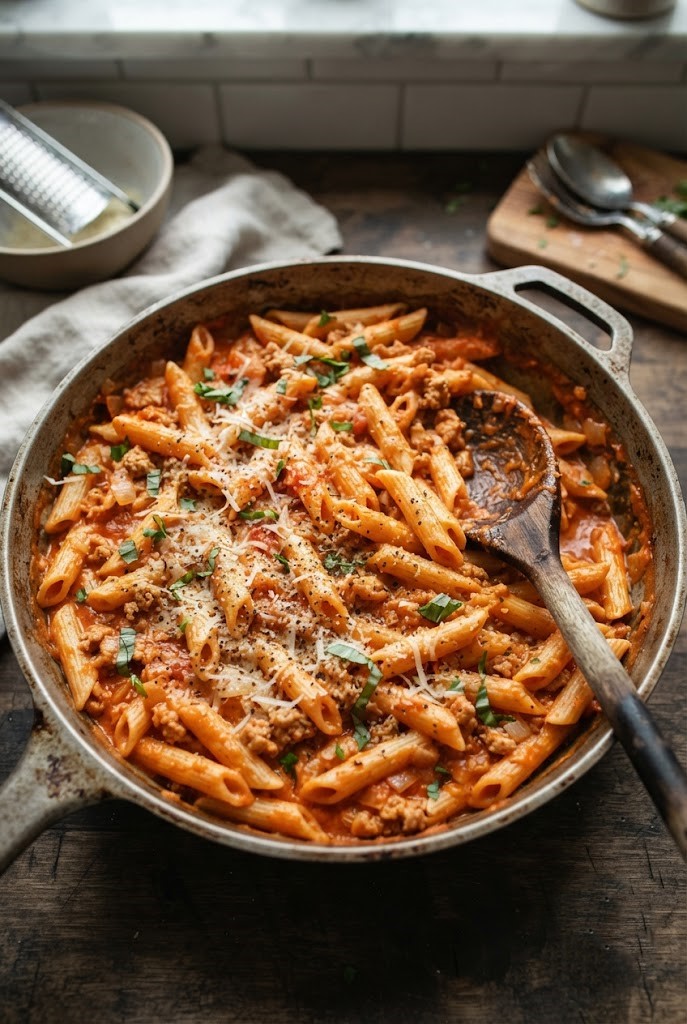 Creamy Ground Turkey Pasta